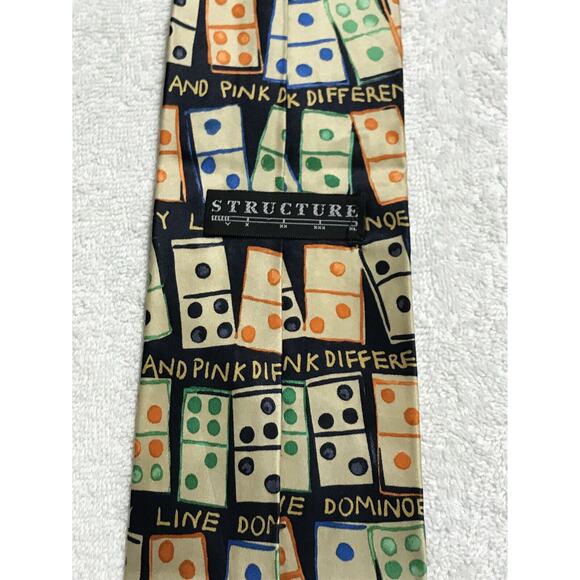 Structure Dominos Mens Vintage Novelty Tie Necktie - Picture 3 of 7